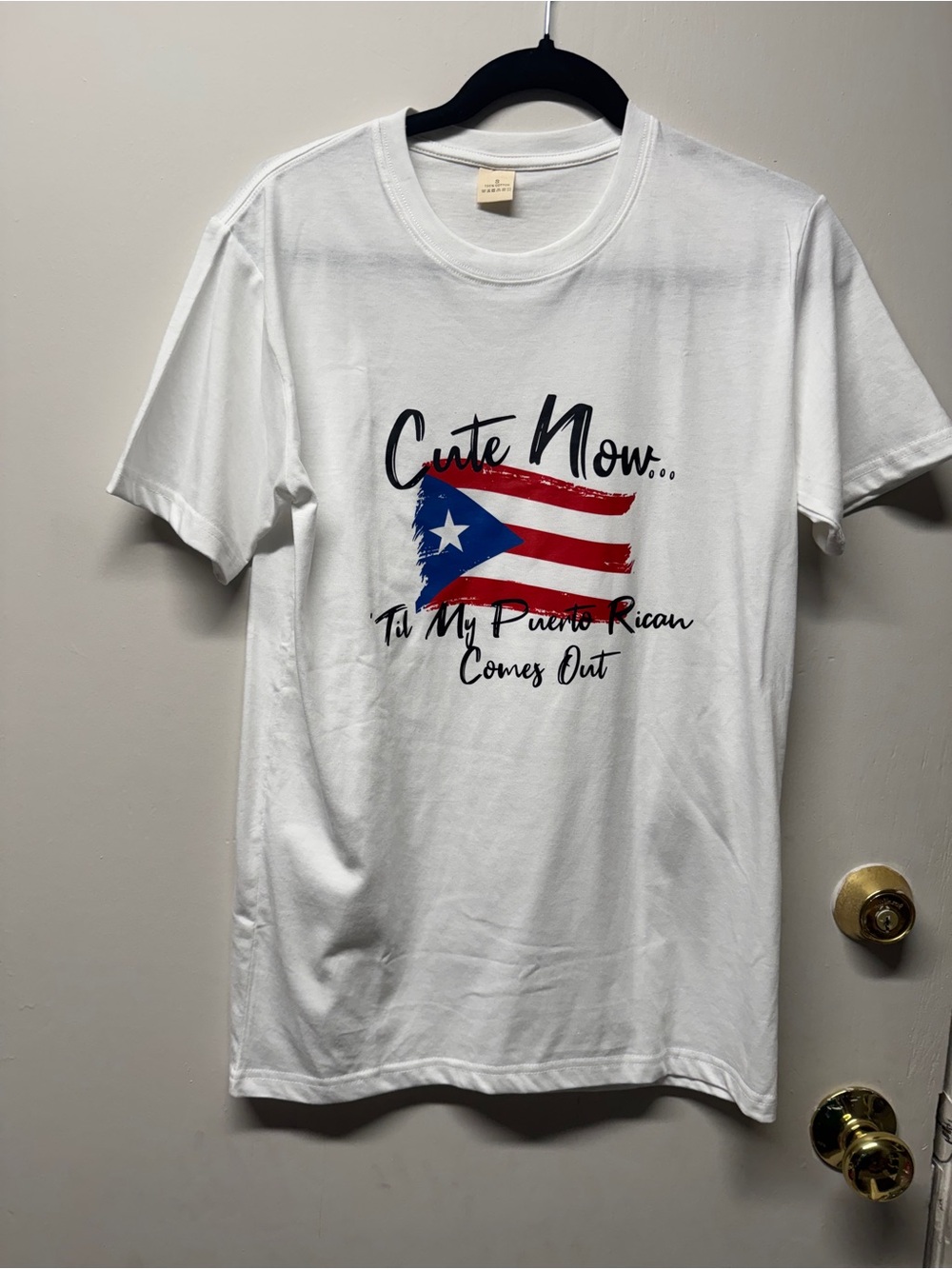 White Puerto Rican Flag Graphic Tee - Cute Now runs very oversize